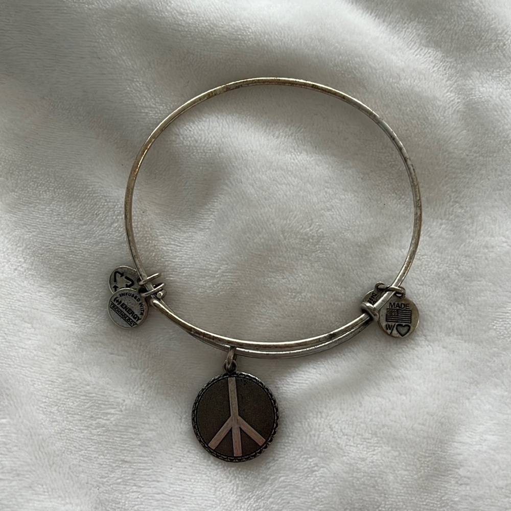 Alex and Ani silver peace sign bracelet